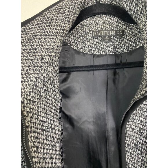 Lafayette 148 New York Wool Cashmere Camel Hair Tweed Jacket Size 12 Gray Black - Picture 13 of 16